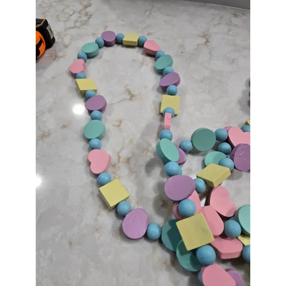 8 Foot Long Easter Garland String Wood Decoration Holiday Decor Colorful